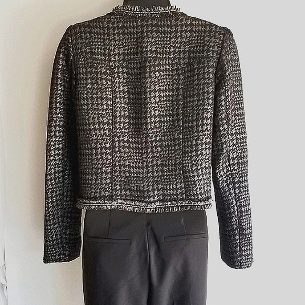 Tweed Houndstooth Metallic Fringe Blazer - Picture 6 of 6